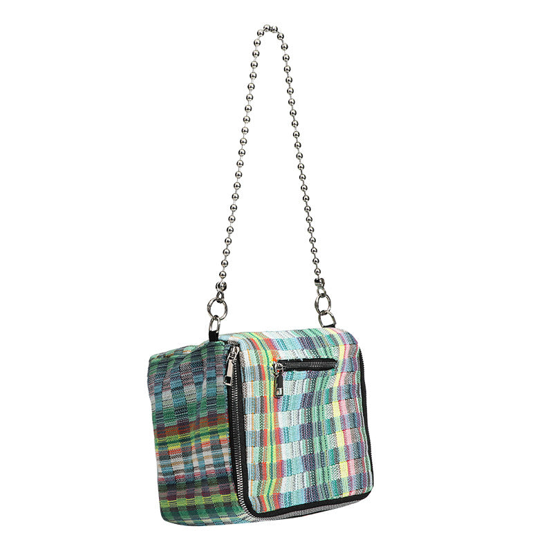 Versatile Plaid Chain Bag, Women's Fashion Shoulder Handbag, Casual Crossbody Bag, Small Square Bag