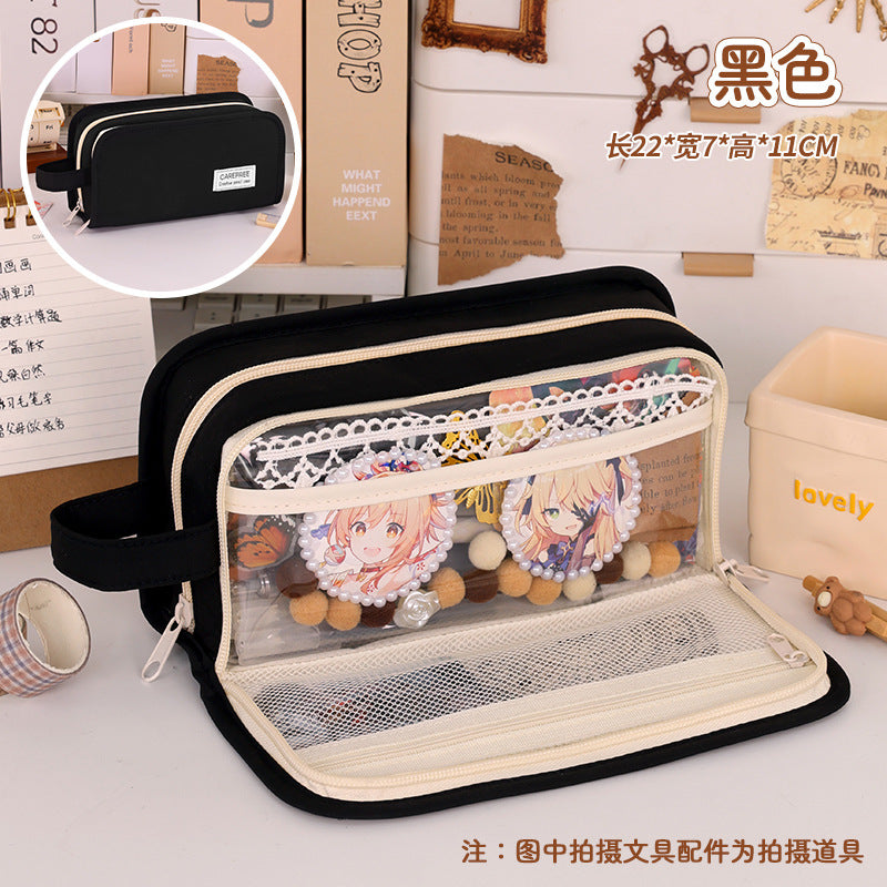 Simple Pencil Case Large Capacity – Dirt-Resistant Transparent Stationery Box for Primary School Students, Ideal Pencil Case