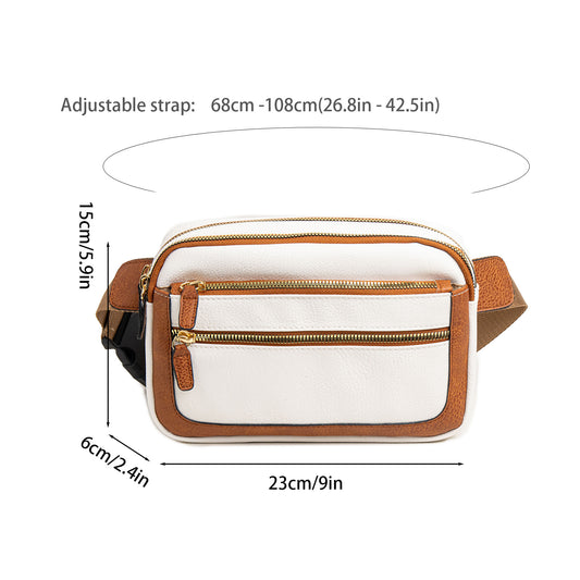 Riñonera multifuncional de moda: bolso de hombro ajustable, ideal para viajes, deportes y correr. Confeccionada en piel vegana. Bolso bandolera elegante para mujer.