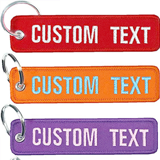 Double-sided Letter Woven Mark Embroidery Keychain Finished Decorative Materials, Luggage DIY Embroidery Key Pendant Customization -dropshippingabc.com