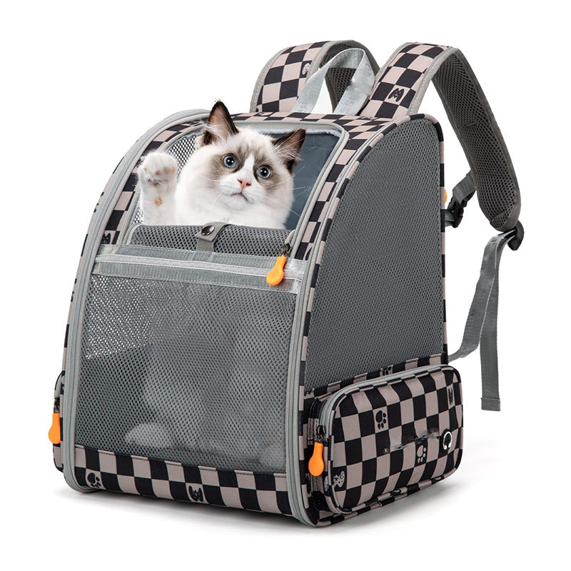 Mochila elegante para mascotas - Mochila premium portátil con malla transpirable para senderismo, perfecta para gatos en sus aventuras diarias.