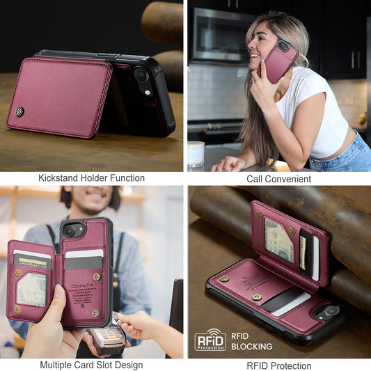 For IPhone17 Magsafe Wallet Magnetic Card Holder RFID Blocking, PU Leather Minimalist Phone Wallet Compatible with MagSafe Phones and Cases for iPhone 16/15/14/13/12/Pro/Max/Plus -dropshippingabc.com