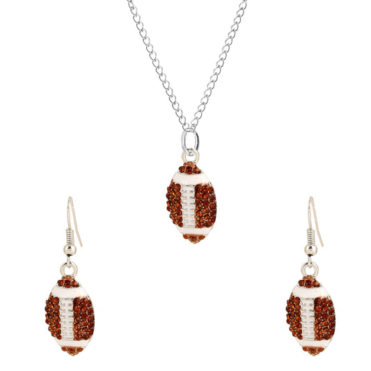 Alloy Rhinestone Football Rugby Earrings for Women Party Jewelry Dangle Drop Stud Earrings Sparkling Sports Fan Game Day Accessories -dropshippingabc.com