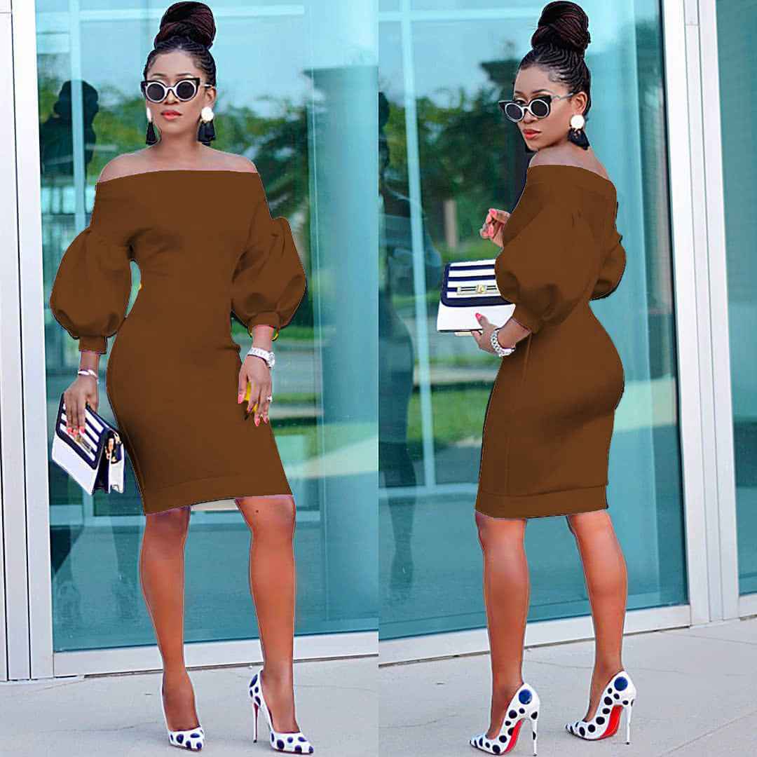 Sexy Dress Women's Off The Shoulder Bodycon Dress Lantern
