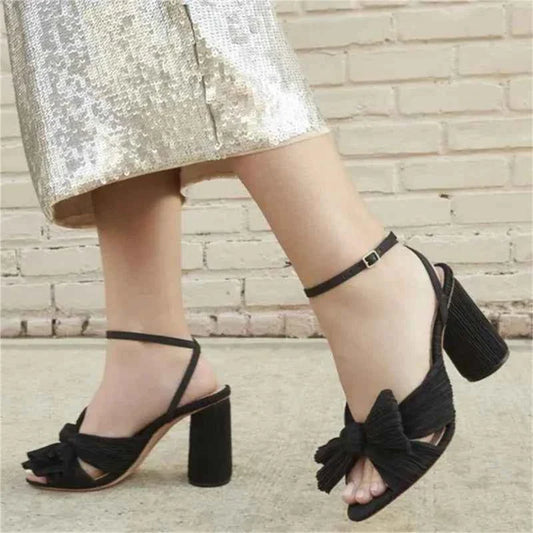 Summer High Quality Open Umbilical Bow High Heels Women's Sandals Party Dress Wedding Shoes