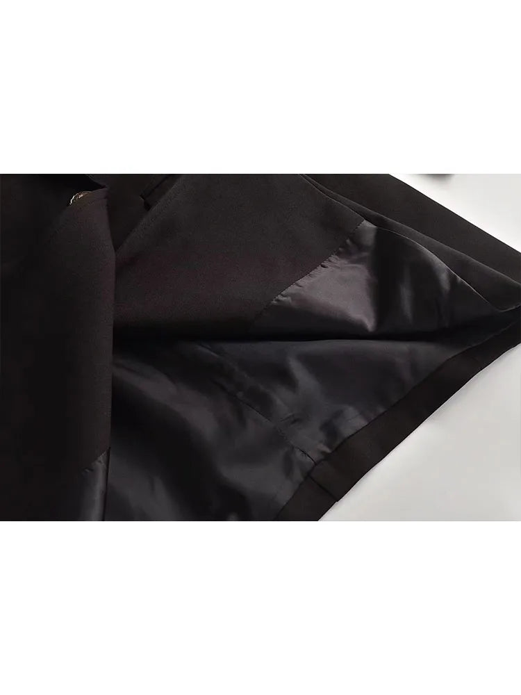 Blazer cruzado de mujer - Prenda exterior vintage de manga larga con bolsillos