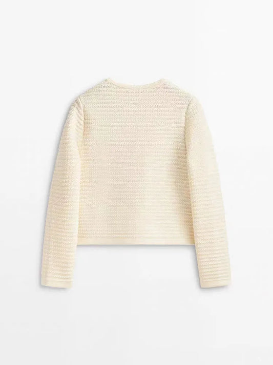 Cárdigan de punto para mujer - Top informal retro de manga larga con botones