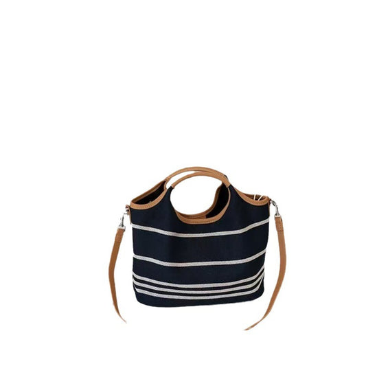 Bolso tipo cubo de lona de diseño, bolso tote de gran capacidad con contraste, bolso tote informal, bolso tote para ir al trabajo con 2 compartimentos en 1.