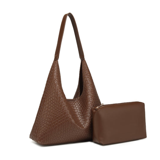 Bolso hobo tejido de piel suave para mujer, bolso tote para mujer, bolso de hombro informal de gran capacidad, bolso hobo de hombro