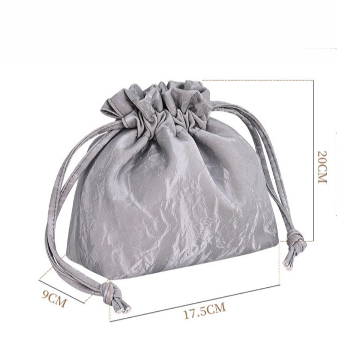 Bundle Mouth Cosmetic Bag – Large Capacity Storage Portable Makeup Bag for Women, Stylish and Functional Design for Everyday Use