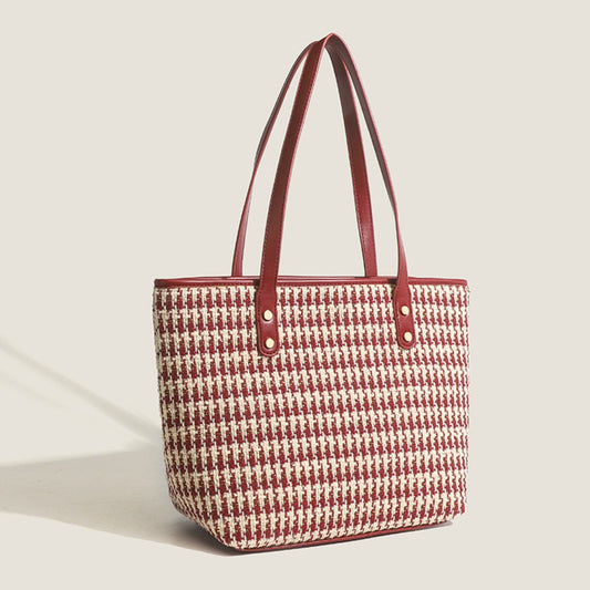 Bolso tote de gran capacidad para mujer, bolso hobo sencillo de hombro rojo