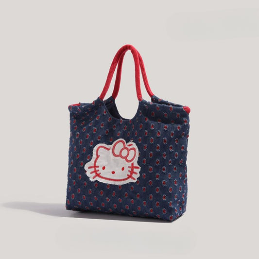 Bolso tote retro de mezclilla, bolso de hombro de gran capacidad, bolso tote versátil y bonito para mujer