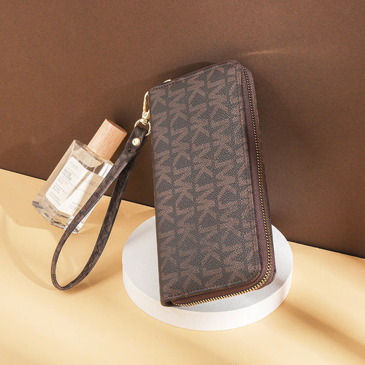 Saffiano Long Zip Around Wallet with Wrist Strap - Large Capacity Continental Clutch for Women & Men -dropshippingabc.com