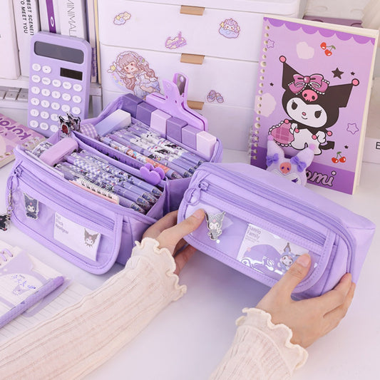 Estuche para lápices con forma de corazón y prisma para niñas, caja de material escolar de gran capacidad para primaria, bolsa de material escolar para niñas, estuche multifuncional