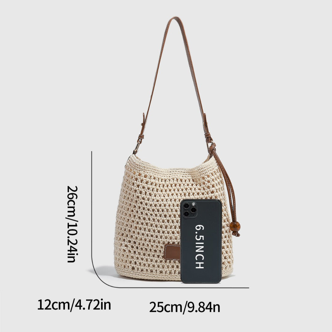 Bolso calado tejido para mujer, bolso de ganchillo, bolso de viaje para vacaciones de verano en la playa, bolso de playa, bolso de hombro.