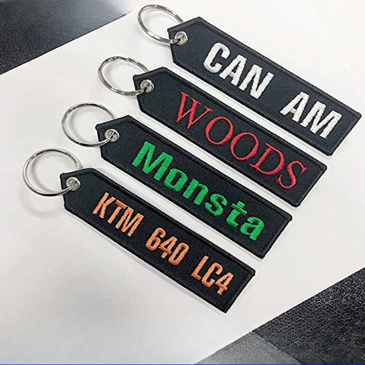 Double-sided Letter Woven Mark Embroidery Keychain Finished Decorative Materials, Luggage DIY Embroidery Key Pendant Customization -dropshippingabc.com