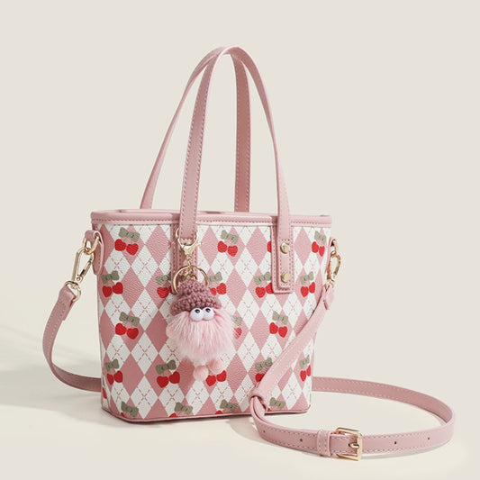 Bolso tote para mujer, bolso de hombro con diseño de cerezas, bolso con asa superior y correa cruzada
