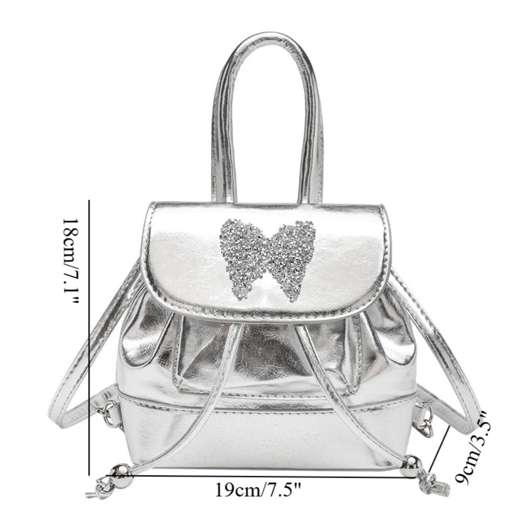 Mochila pequeña plateada, bolso de mujer versátil y moderno para viajes, mochila mini, bolso de estudiante, bolso pequeño tipo mochila para mujer