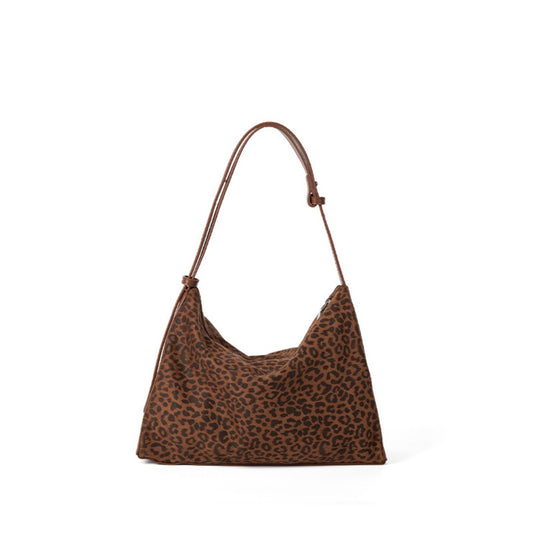 Bolso hobo pequeño con estampado de leopardo para otoño e invierno, bolso de hombro grande y moderno para mujer, bolso de hombro retro para uso diario.