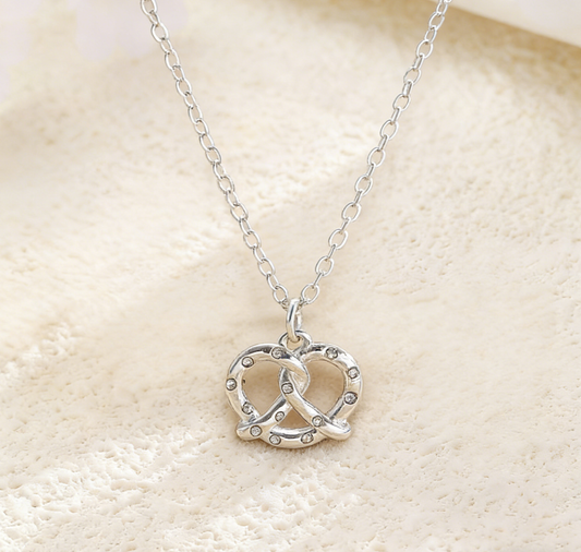 Pretzel Bread Necklace with Love Charm