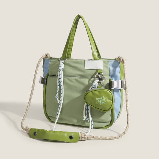 Bolso tote portátil de color verde aguacate, bolso de compras de gran capacidad, bolso de hombro con monedero.