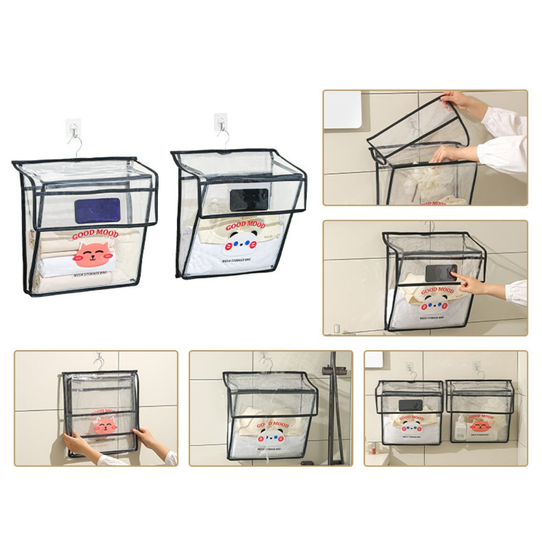 Bolsa de almacenamiento transparente para baño, bolsa para guardar ropa y artículos de aseo, bolsa colgante de pared impermeable de gran capacidad de PVC transparente