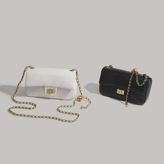 Bolso bandolera pequeño cuadrado, bolso de hombro con cadena, bolso bandolera pequeño cuadrado con estampado de serpiente de moda