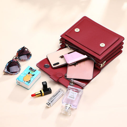 Bolso pequeño de piel auténtica, bolso de hombro informal, bandolera de forma cuadrada