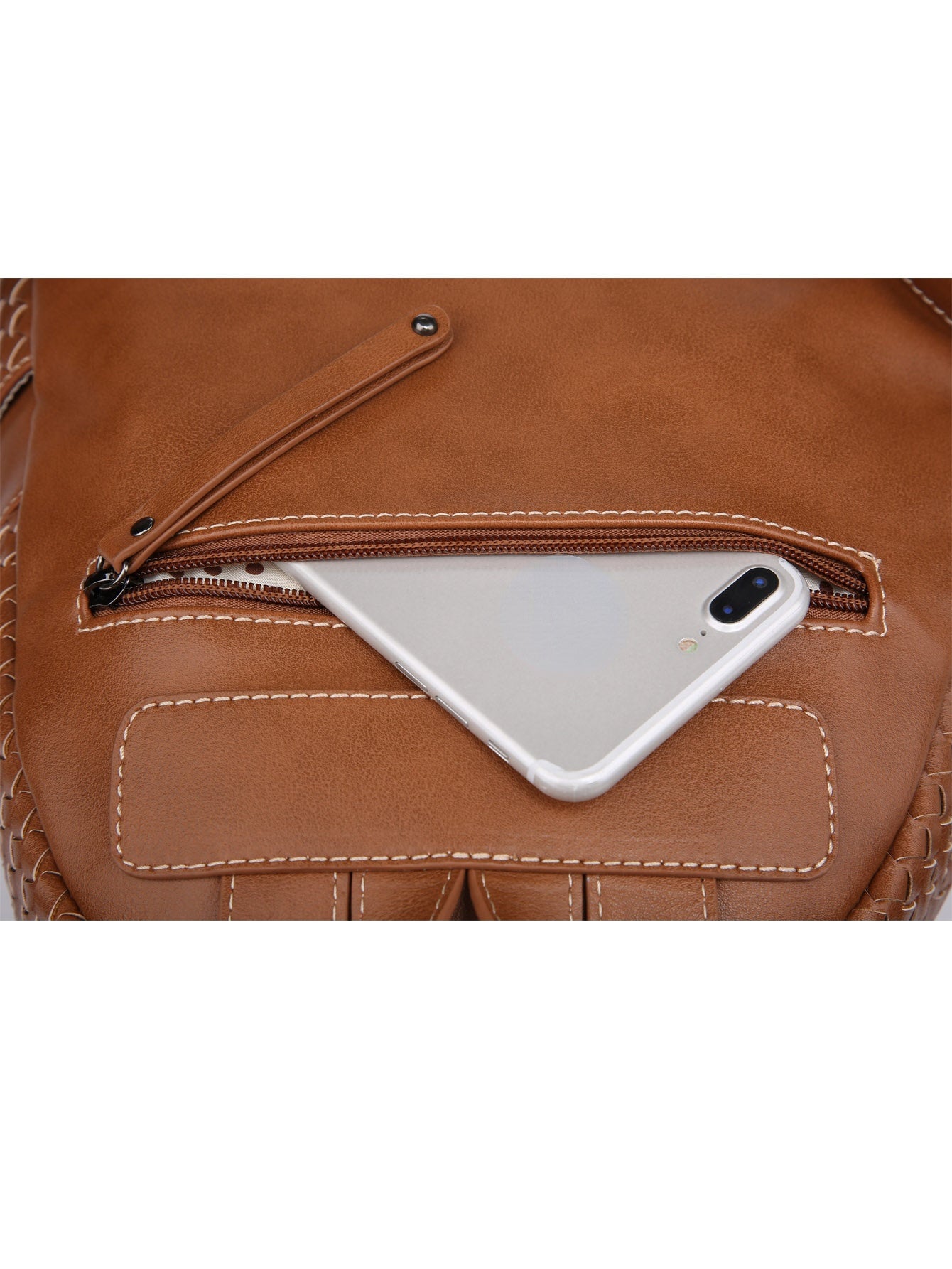 Mochila tejida para mujer, color beige, modelo 2068 BR