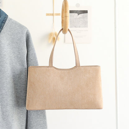 Bolso retro sencillo - Bolso baguette de ante versátil para llevar al hombro al estilo hobo 