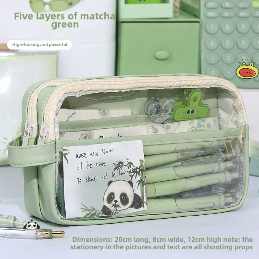 Large Capacity Transparent Pencil Case - Perfectly Designed Stationery Box for Girls in Primary and Junior High School with Simple Separation