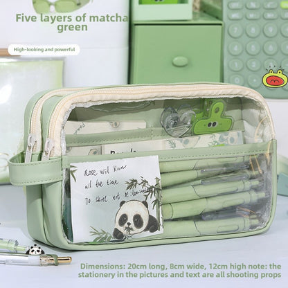 Large Capacity Transparent Pencil Case - Perfectly Designed Stationery Box for Girls in Primary and Junior High School with Simple Separation