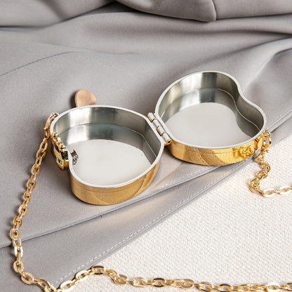 Elegant Mini Double Sided Rhinestone Purse – Heart Shaped Acrylic Mirror Bag, Trendy Mini Lipstick Purse for Prom, Party, and Wedding Events – Stylish evening Prom Bags Clutch