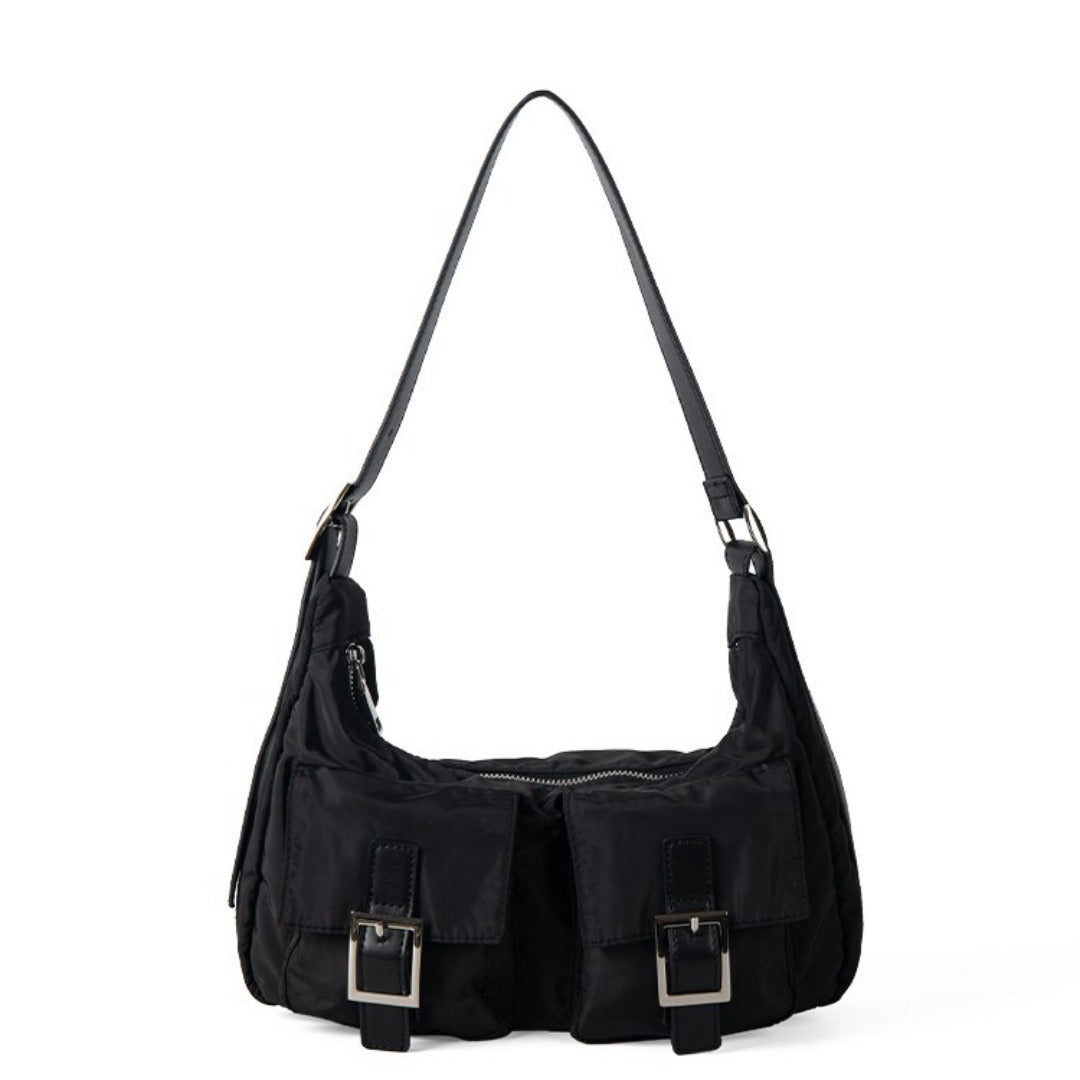 Bolso bandolera ligero de nailon con múltiples bolsillos, bolso de mano versátil para mujer, bolso hobo pequeño para mujer 