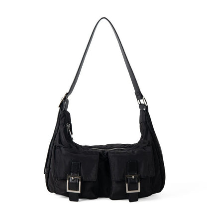 Bolso bandolera ligero de nailon con múltiples bolsillos, bolso de mano versátil para mujer, bolso hobo pequeño para mujer 