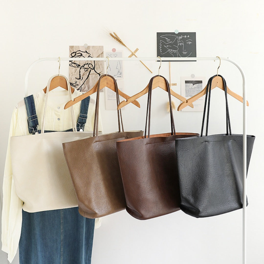 Elegante bolso grande 2 en 1 de PU suave – Bolso de hombro retro para mujer con diseño tote de gran capacidad a la moda 