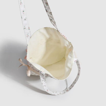 Spring shoulder floral draw with hobo bag, girls cloth bag cute small cloth bag, drawstring shoulder tote bag for women