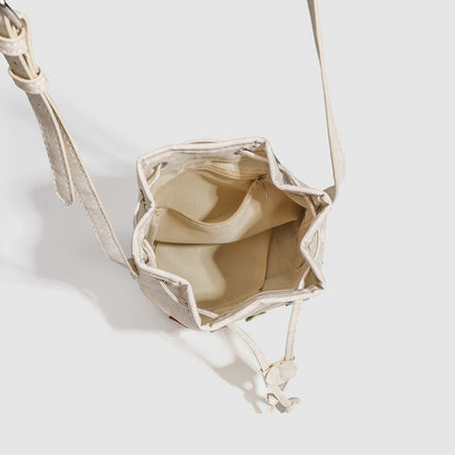 Bolso bandolera pequeño de moda – Bolso tipo cubo con cordón ajustable, ideal para estudiantes, bolso de hombro versátil tipo hobo 