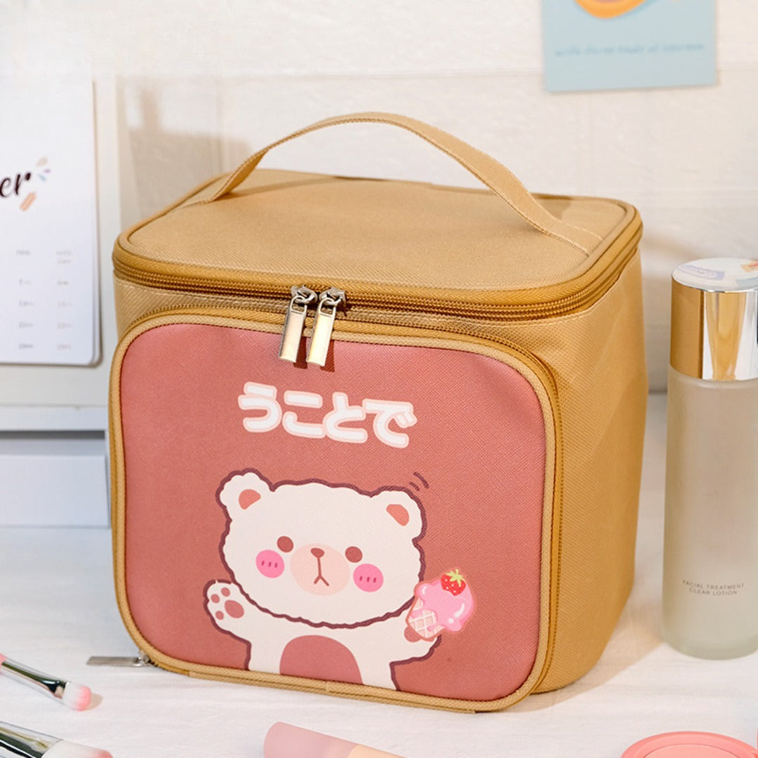 Cute Large Capacity Portable Storage Toilet Bag – Travel Bucket Cosmetic Bag for Women | Spacious Makeup Bag Organizers | Perfect Travel Makeup Bag