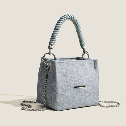 Design super soft bucket bag, work top handle bag, chain handbag, simple shoulder crossbody bag