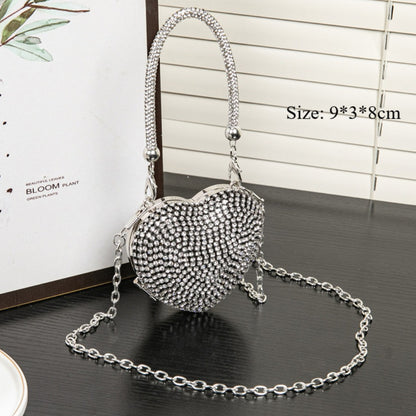 Bolso de cena con pedrería, mini bolso en forma de corazón, bolso pequeño y exquisito con brillo, bolso de gala, bolso de graduación, bolso de fiesta, bolso de mano para graduación, bolso de noche para boda 