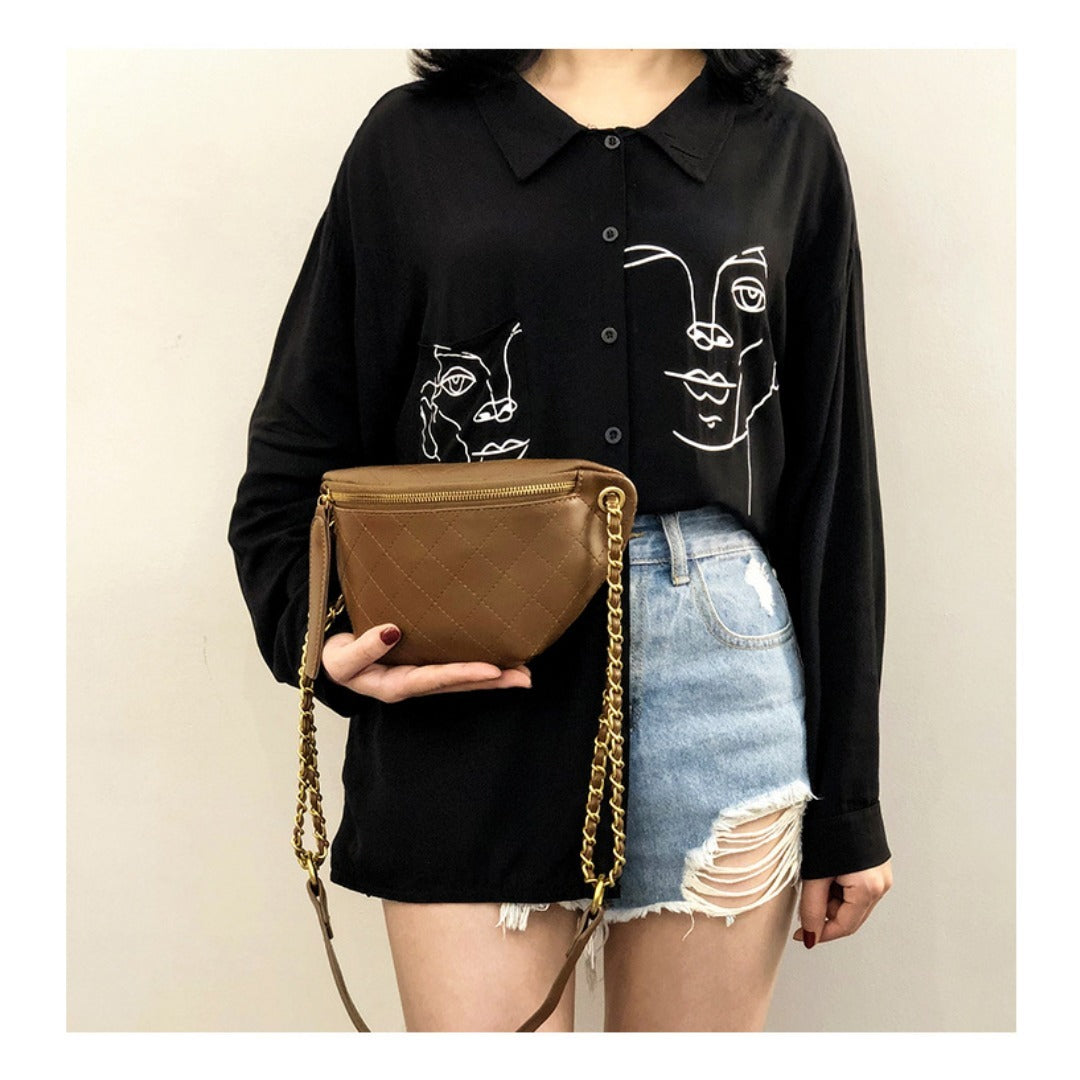 Riñonera de moda – Bolso bandolera elegante para mujer, ideal para el día a día gracias a su cadena ajustable. 