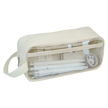 Transparent pencil case, portable tote storage bag, waterproof large-capacity stationery storage box.