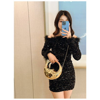 Bolso acrílico con forma de luna, bolso de hombro para mujer, bolso de noche, bolsos de noche formales para mujer, bolso de mano, bolso de mano informal, bolso de mano para fiesta, bolso de graduación, bolso de fiesta. 