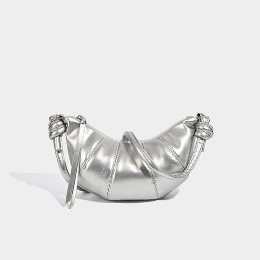 Small crossbody croissant bag, spring and summer girls casual simple solid color crossbody bag, daily commuting small shoulder bag