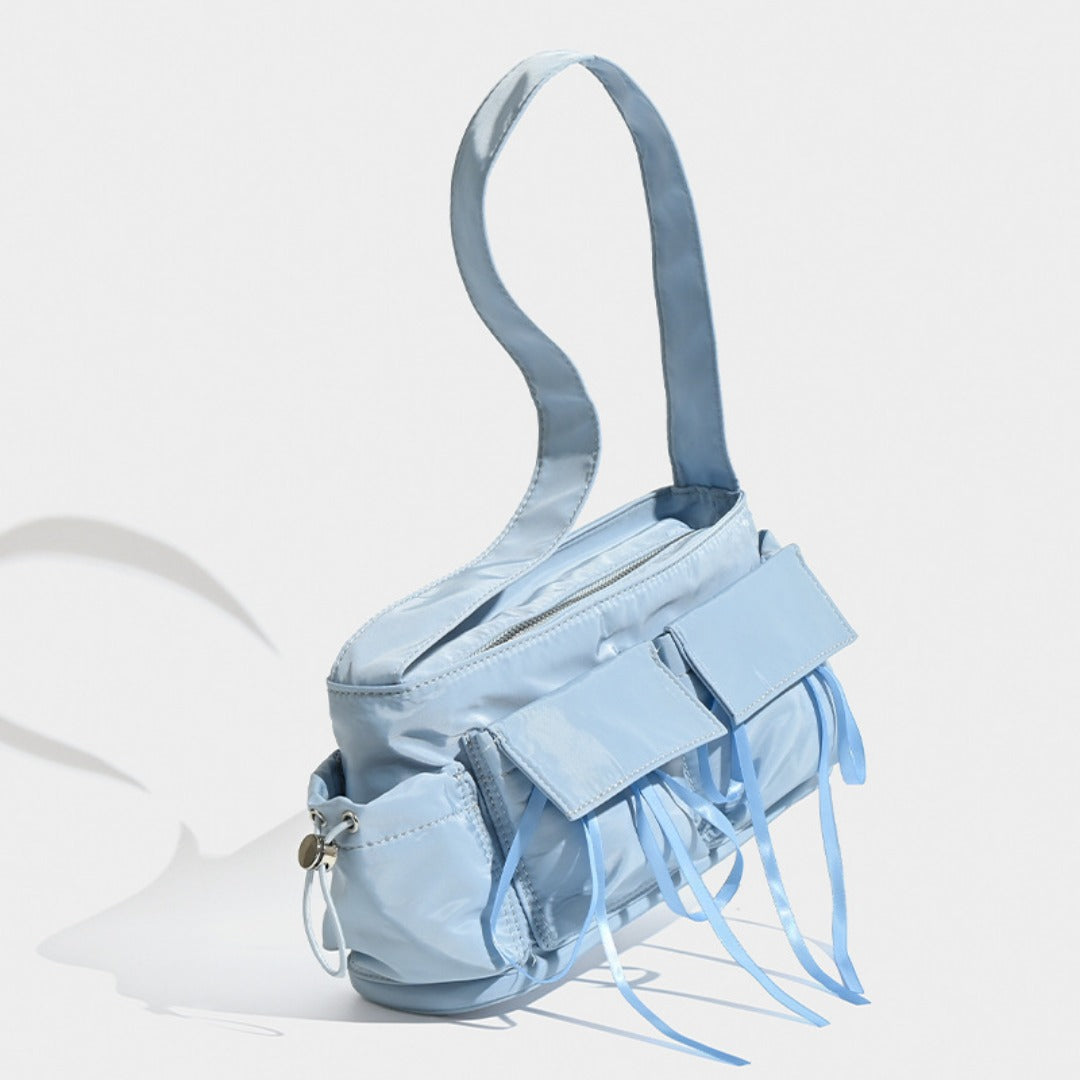 Bolso bandolera de nailon veraniego, bolso informal de hombro, bolso hobo, bolso de hombro con asa superior 