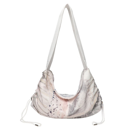 Bolso hobo para mujer, bolso de hombro de lona plisada estampada, bolso de hombro informal para mujer 
