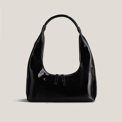 Designer retro crescent bag, small hobo bag, lacquered retro shoulder bag, female hobo handbag