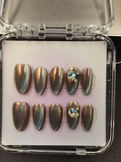 1053 - Uñas postizas hechas a mano, de presión, removibles