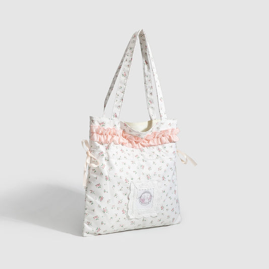 Bolso bandolera floral primaveral, bolso de tela pequeño y bonito para niñas, bolso tote con cordón para mujer 